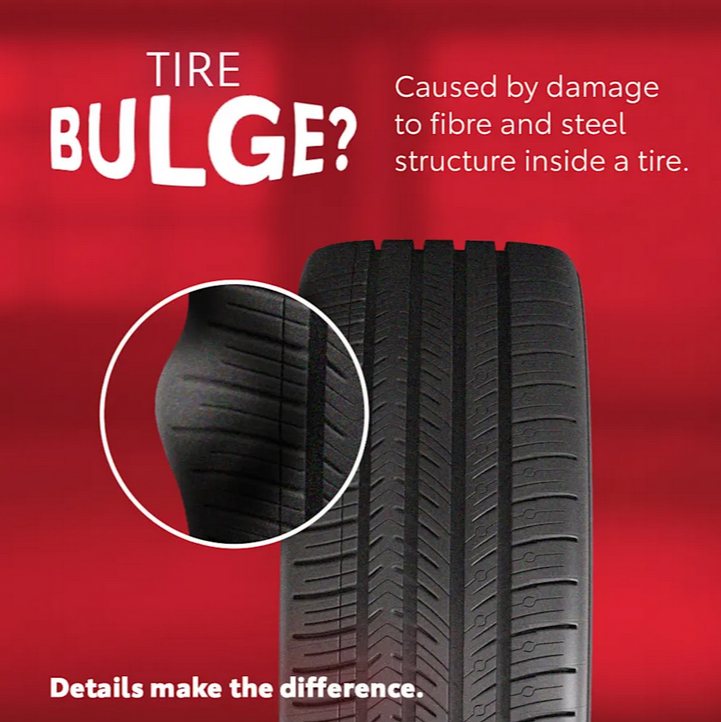 tire bulge education graphic how it's caused