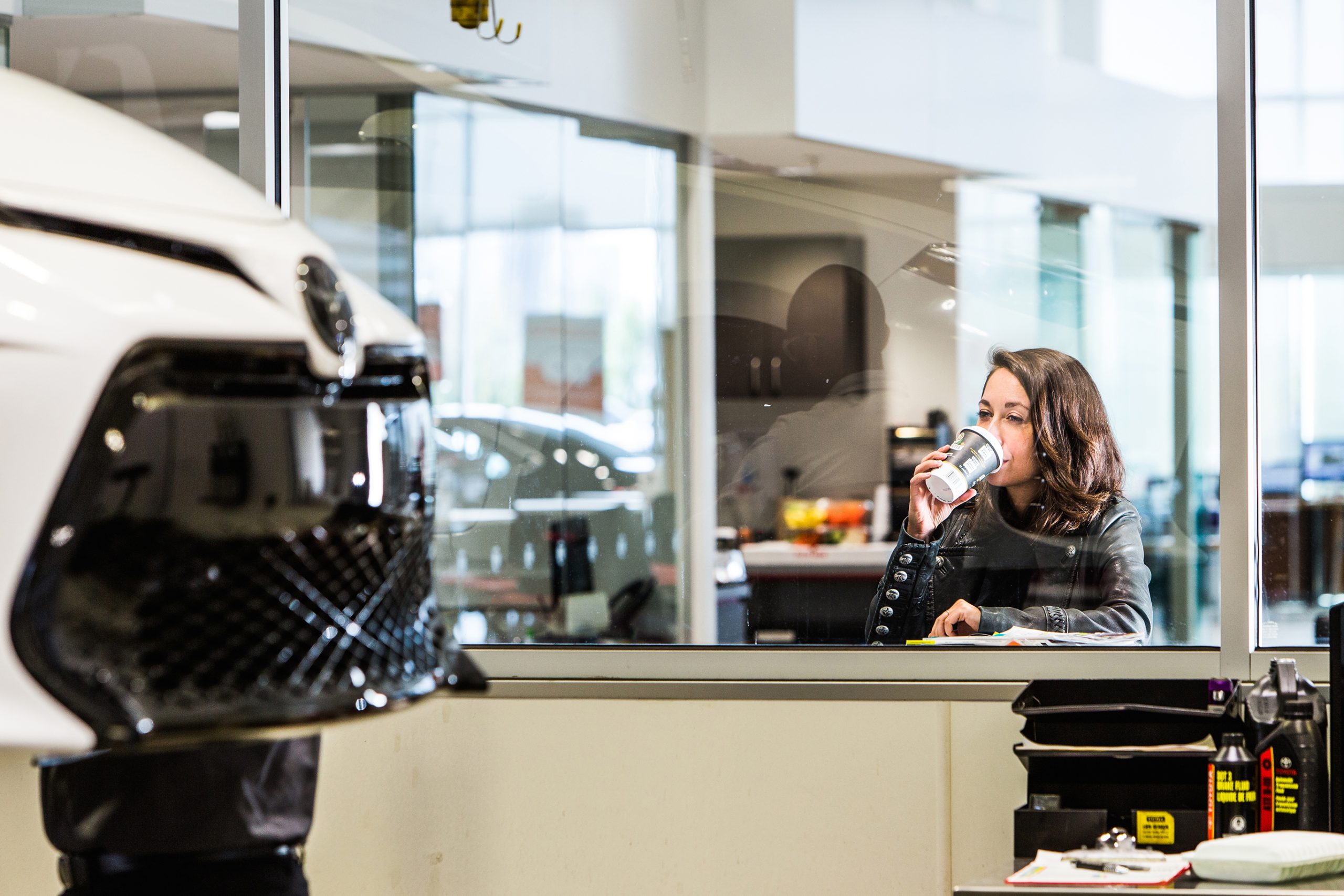 CUSTOMER WAITING FOR WHEEL ALIGNMENT